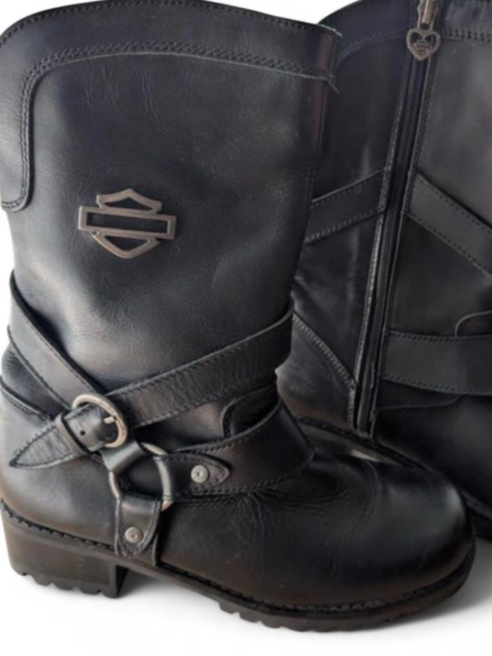 Harley-Davidson Women's Black Leather Harness Motorcycle Boots 7 - Picture 2 of 5